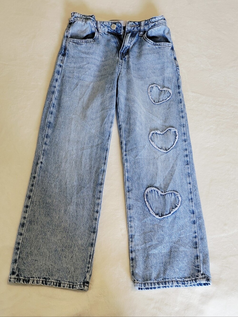Girls Light Blue Denim Jeans with Heart Patch